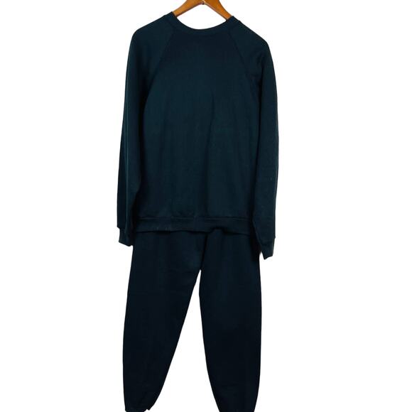 Tultex Sweatsuit Sweatshirt Sweatpants Set Black 90s / early Y2K - M/L - Picture 2 of 8